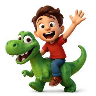 Boy on dinosaur